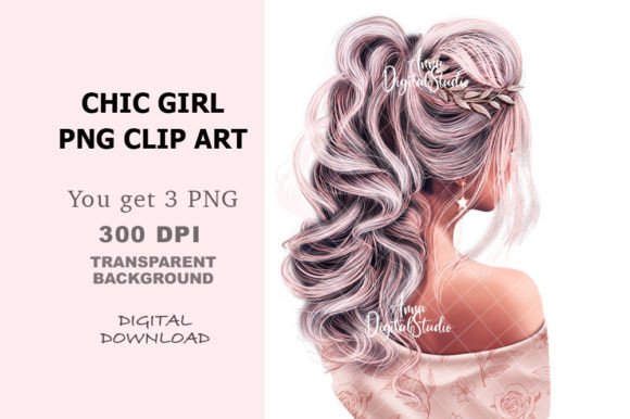 Chic Girl Clip Art for Creative Projects