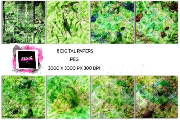 Green Digital Scrapbooking Papers Set: A Versatile Resource for Creative Projects