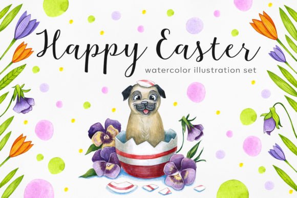 Happy Easter. Watercolor Illustrations