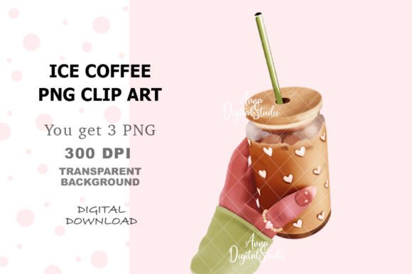 Ice Coffee Digital PNG Clip Art