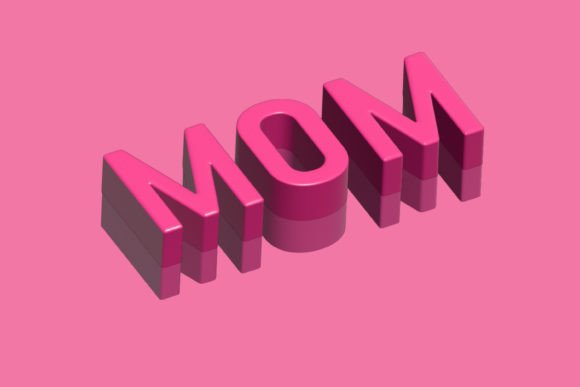 MOM 3D Text Effect Vector Illustration