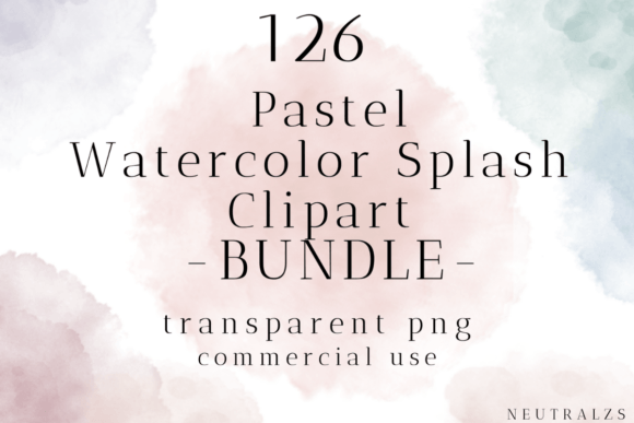 Pastel Watercolor Splash Clipart Bundle