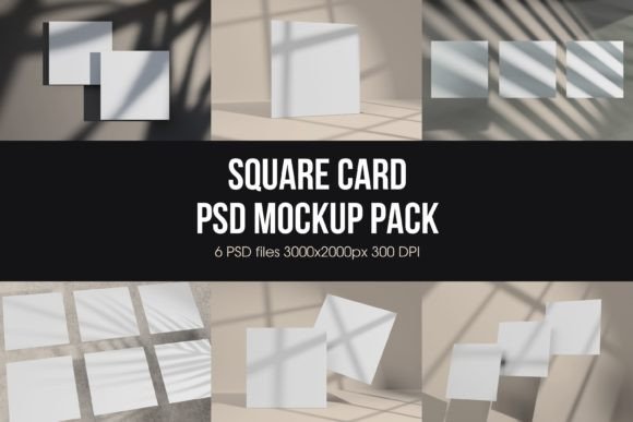 Square Card Psd Mockup Pack