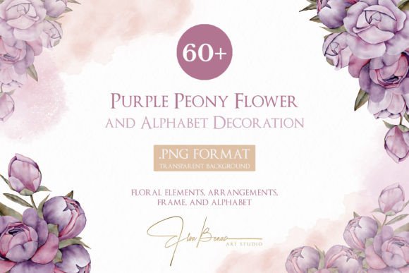 Watercolor Purple Peony Collection